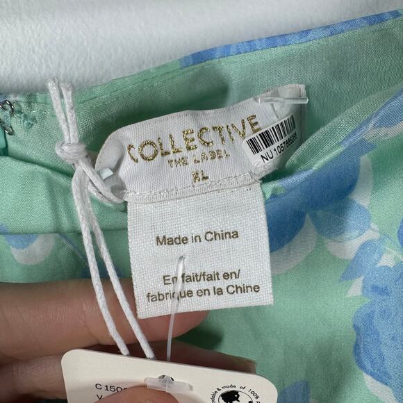 Collective The Label Pencil Midi Skirt Women XL Mint Blue Floral NWT Spring - Picture 7 of 9